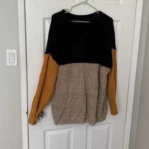 Knit colour block oversized sweater